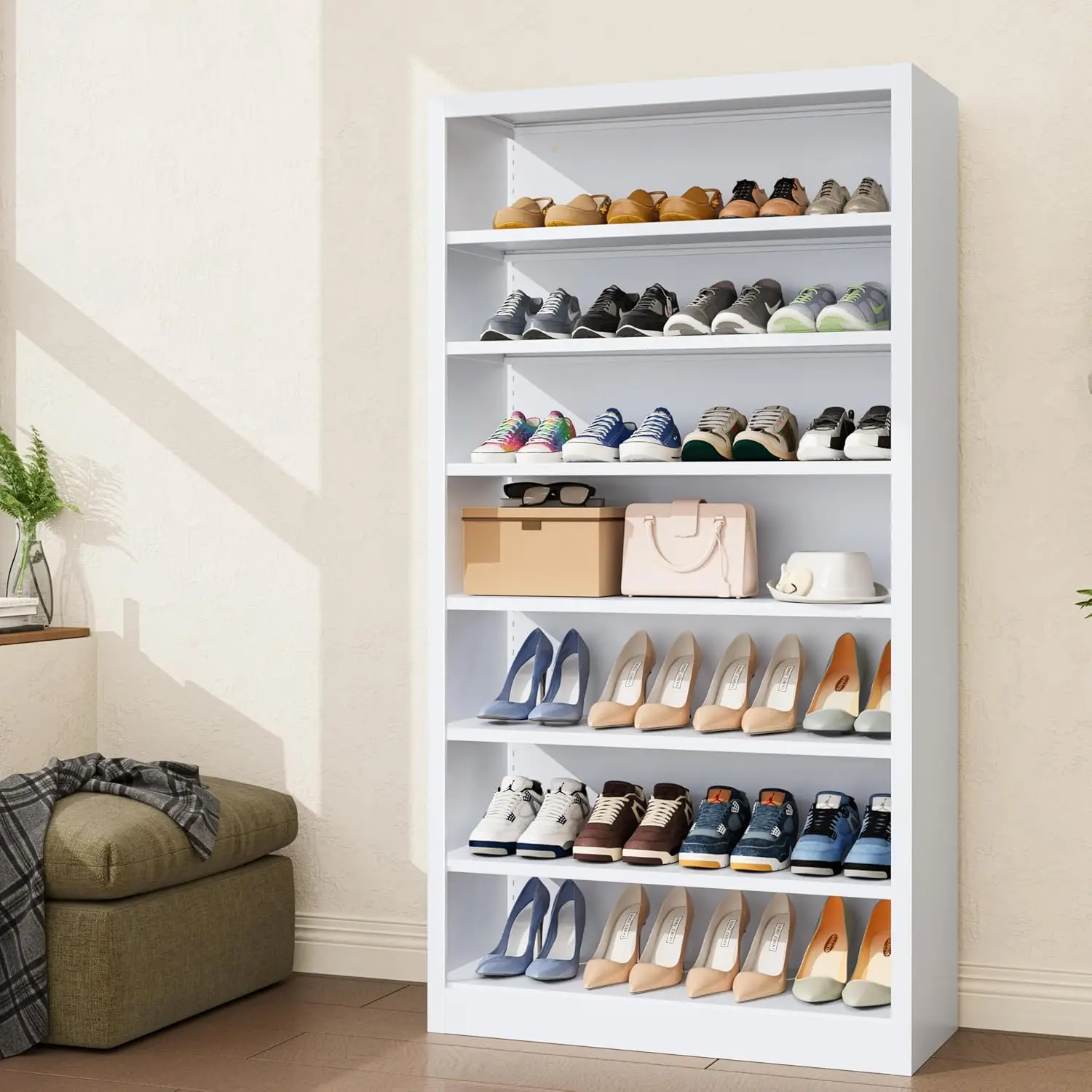 Tall Tall Shoe Cabinet 7 Tiers 30-35 Pairs Heavy Duty Metal Vertical Storage OrganizerShelves Entryway Bedroom 55" H, Customized - Aliexpress Deal