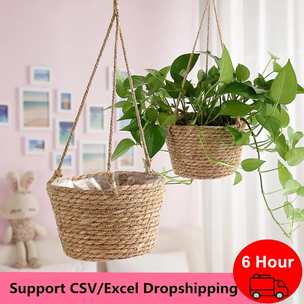 Garden Hanging Planter Macrame Plant Storage Basket Jute Rope Woven Indoor Outdoor Flower Pot Holder Plant Hangers Home Decor