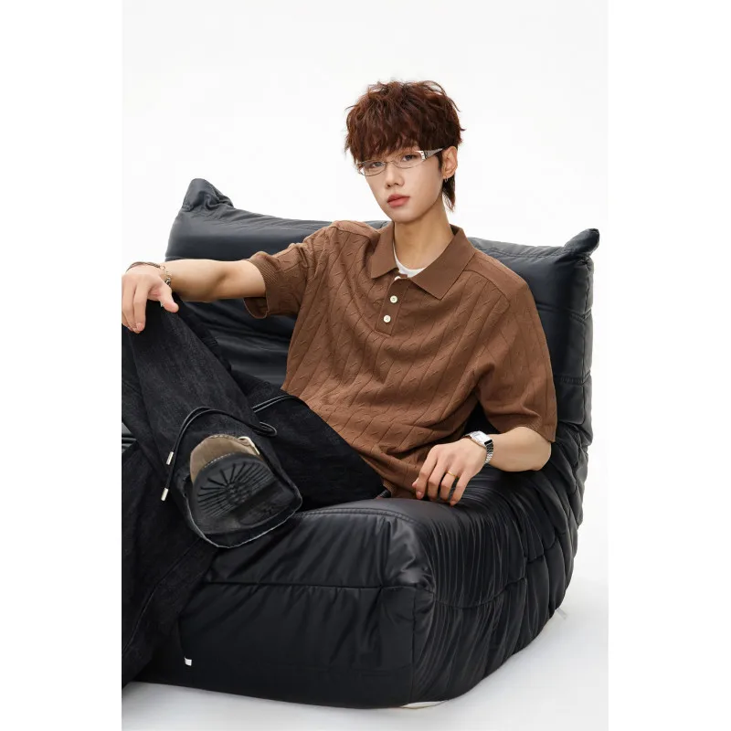 

Мужская летняя трикотажная рубашка-поло с коротким рукавом и воротником, дышащая, легкая, классического кроя – элегантная повседневная модель (размеры S-L)