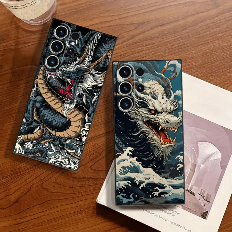 Case for Samsung Galaxy S26 Ultra S25 Plus S21 FE Note 20 8 9 10 S10 S9 S23 S24 S20 Ultra Funda Phone Cover Dragon Design