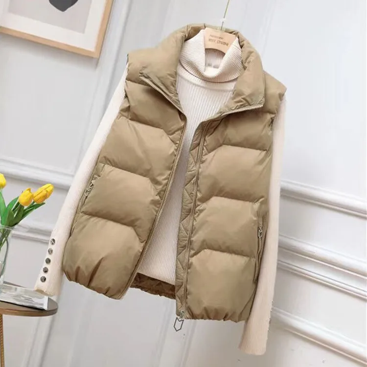 

Winter Women Duck Down Vest Korean Style Short Loose Casual White Duck Feather Waistcoat Ladies chaqueta negra mujer VT-365