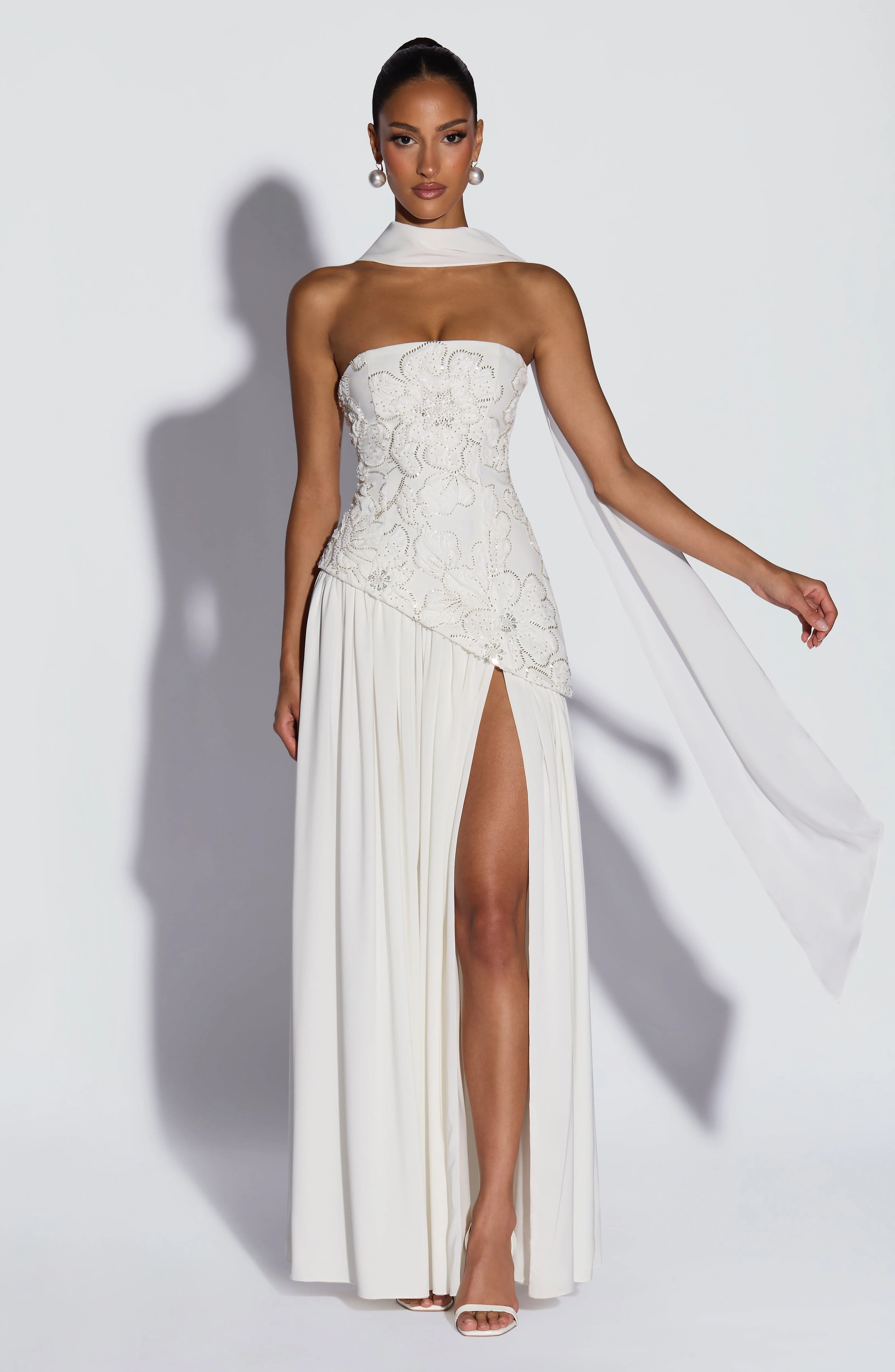 Embroidery Pashmina - Elegant Tube Top Corset Long Dress