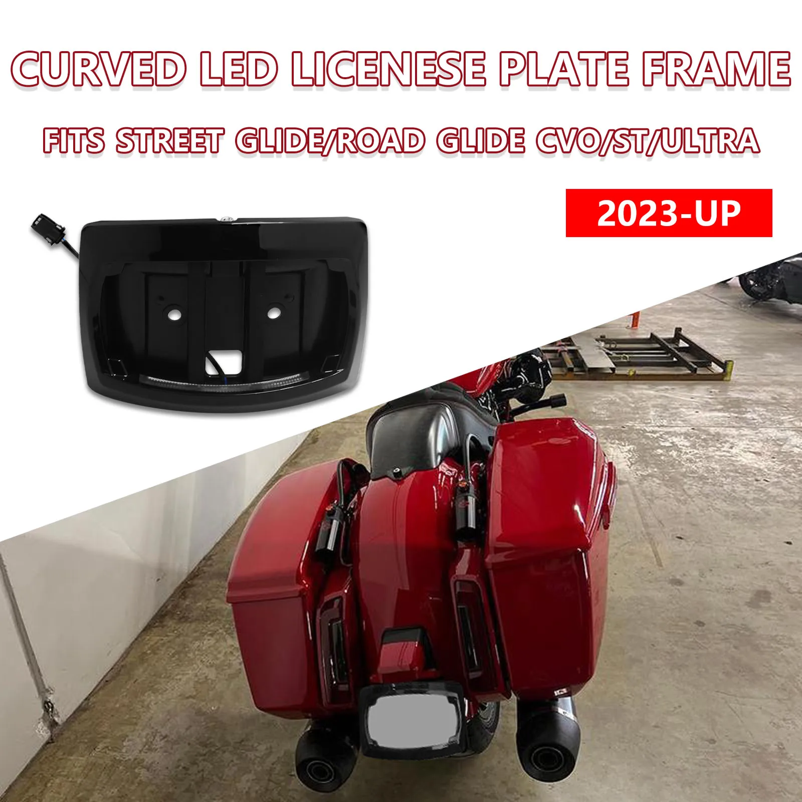 

License Plate Relocator For Touring Road Glide Street Glide FLHXU FLHXSE CVO 2023-2025 2026 Rear license plate light LED Curved