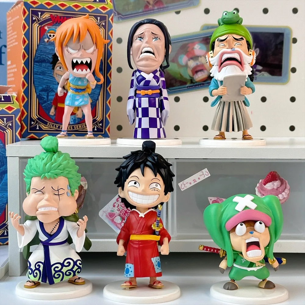 TOPTOY ONE PIECE Whackoos Silly Faces Series Caja Sorpresa Muñecos Figuras de Acción Luffy Zoro Nami Sanji Usopp Chopper Juguete de Regalo Sorpresa