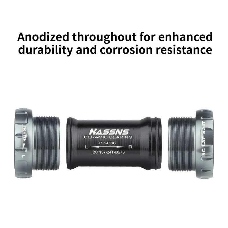 HASSNS Keramik-Innenlager, Gewinde 24 mm, 68/73 mm, versiegelte Keramiklager, Innenlager für Shimano Sram Prowheel Fahrradkurbel – Detail 8