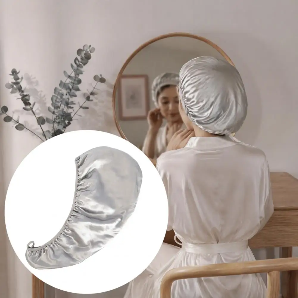 Women Satin Hair Drying Cap Quick Dry Double Layer Hair Turban Wrap Water Absorbent Wrap Hat for Curly, Long Hair