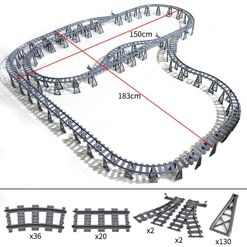 City Trains Bridge interruttore flessibile binari ferroviari binari Crossing di livello manuale Forked Straight Curved Building Block mattoni