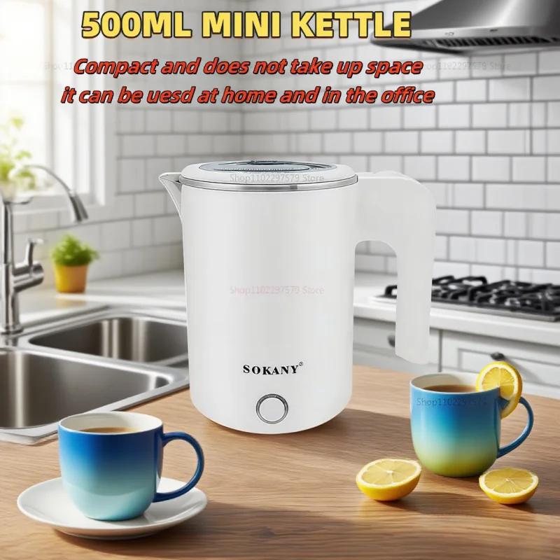 500ML Travel Electric Kettle Tea Coffee Stainless Steel Portable Water Boiler Pot For Hotel Family Travel kitchen Smart kettle