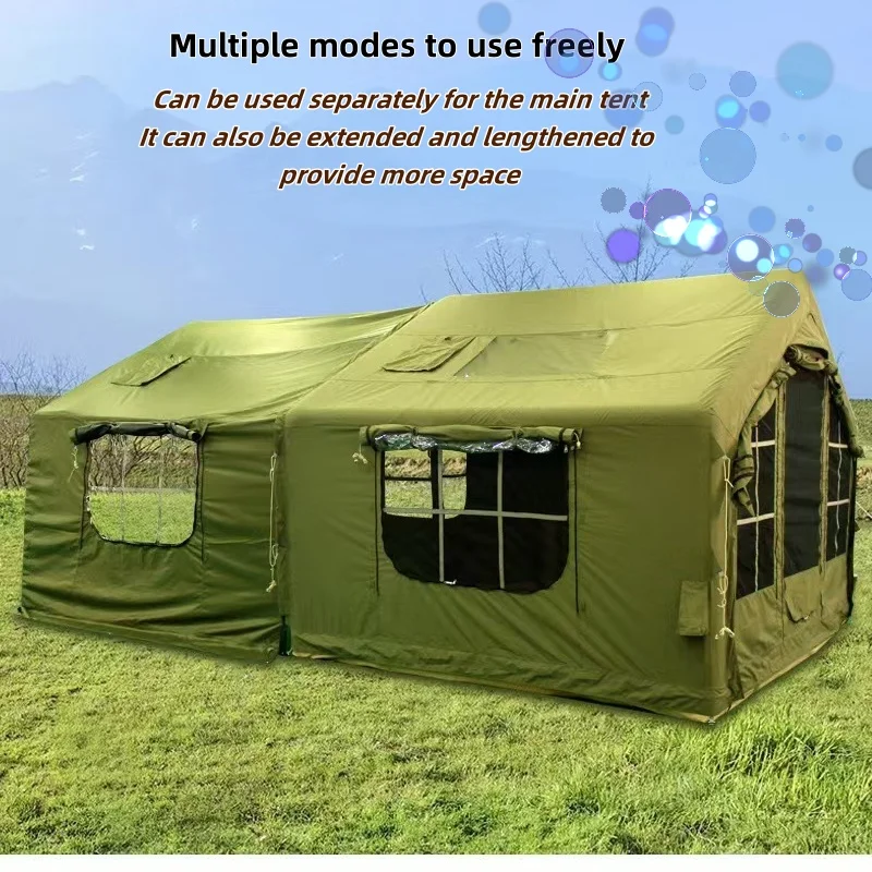 Inflatable Camping Tent, 15-16 sqm 6-8 Person Waterproof Outdoor Tent, Oxford Canvas Air Tent