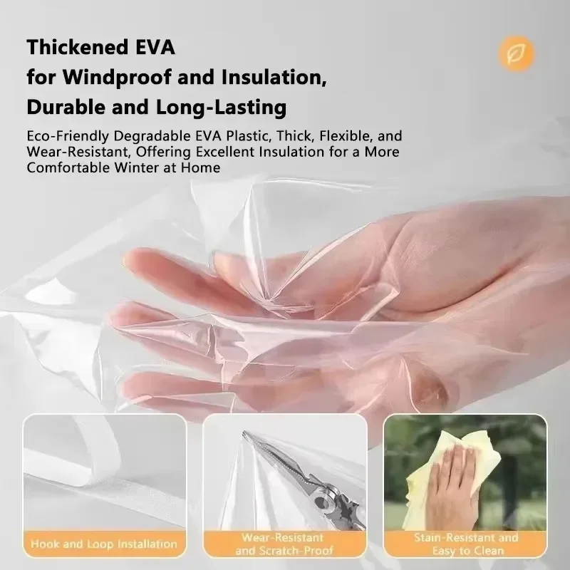 Window insulation film, winter indoor windproof and warm windows, energy-saving transparent film, screen window, door curtain