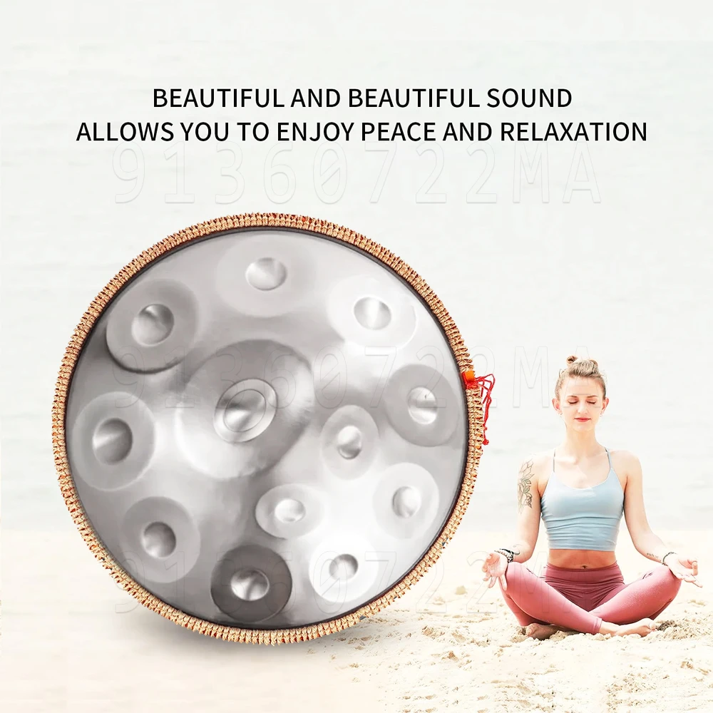 432Hz/440Hz handpan drum in D minor 12 tones 22 inch tambor meditation instrument yoga music drum gift steel tongue drum