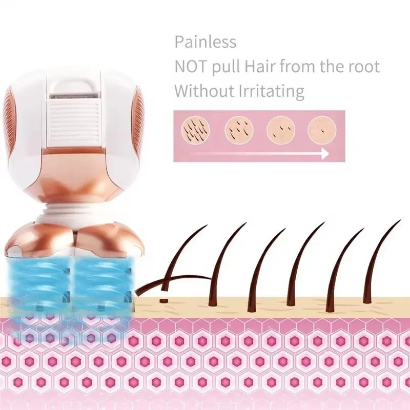 Pencukur kaki elektrik untuk wanita, pisau cukur wanita tanpa rasa sakit dapat diisi ulang untuk pemangkas Bikini wanita ketiak lengan bawah tubuh wajah bibir