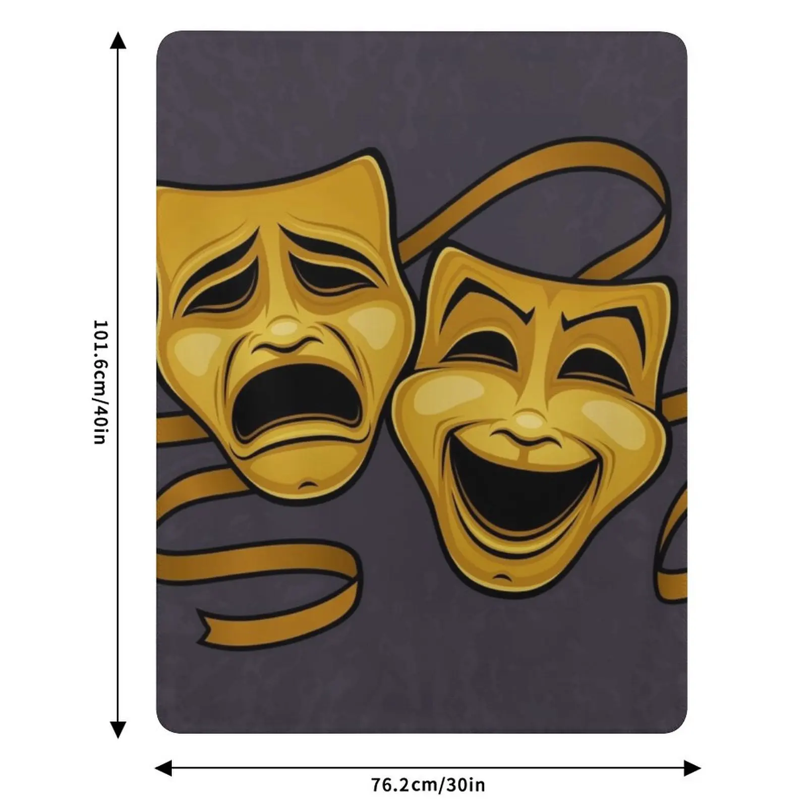 Gold Comedy And Tragedy Theater Masks Throw Blanket Easy Care Comfortable Blanket for Couch view 6