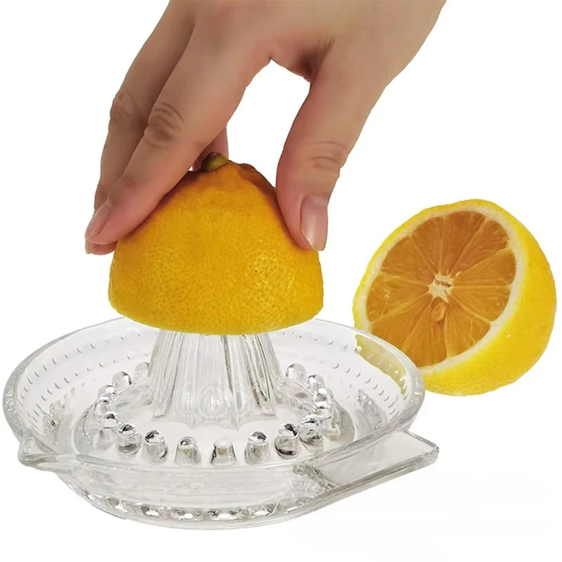 Lead-Free Glass Manual Juicer - Premium Quality For Lemons, Oranges & Citrus Fresh Juice Extractor For Home Use