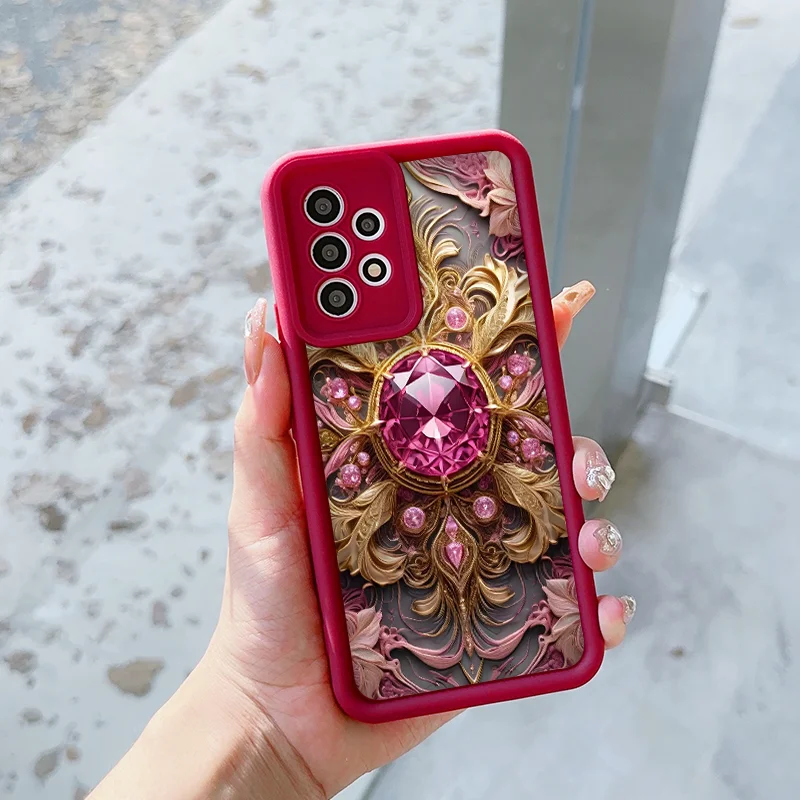 Elegant Gemstone Flower Pattern Phone Case for Motorola Moto Edge 60 50 Fusion 40 Neo G85 G84 G75 G54 G24 G86 G52 G15 Soft Cover view 5