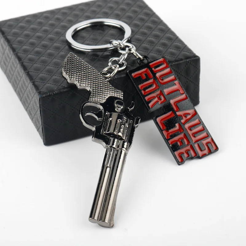 Revolver Red Dead Redemption 2 Key Chain Men Cosplay Game Gun Key Ring Metal Accessories Accessories Factory Wholesale