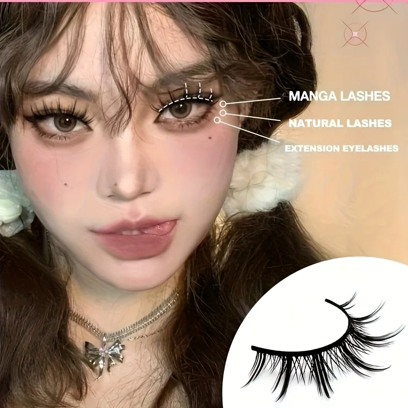 블루밍 - 스타일 인조 속눈썹, 두껍고 자연스러운 슬림 인조 속눈썹, 재사용 가능한 가벼운 속눈썹 연장 메이크업 도구