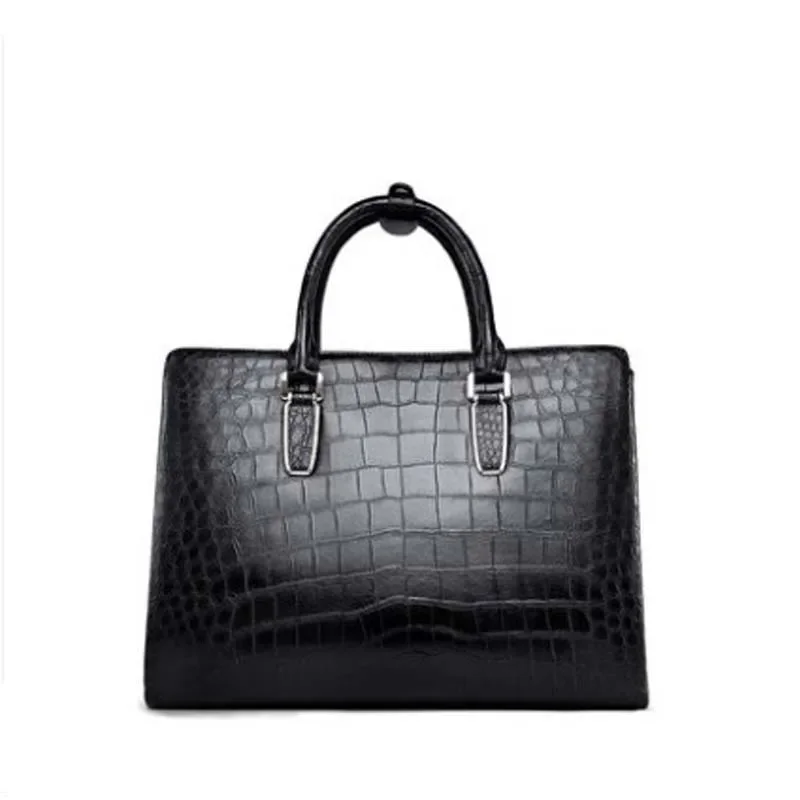 

ouluoer Crocodile leather men's bag business casual men's handbag horizontal style square large capacity cross-shoulder bag