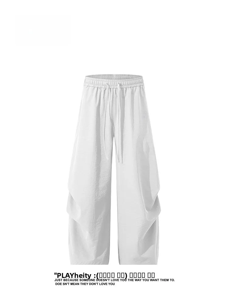 

Play Hei Men's Loose Straight Leg Casual Pants American Retro Sle Summer New Faion Brand Polyester Fiber Straight Tube ...