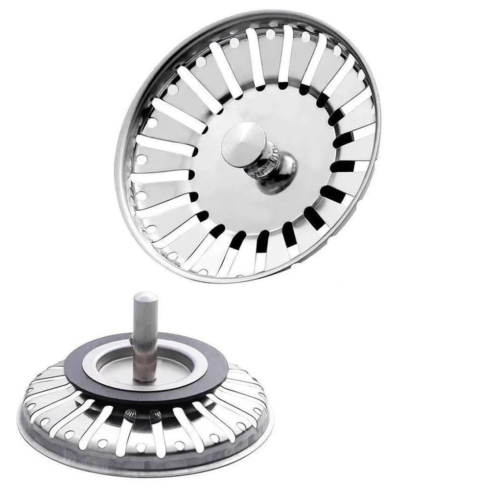 Strainer Stopper 84mm Kitchen Sink Strainer Stainless Steel Waste Plug Replacement Bathroom Hair Catcher Drain Filters