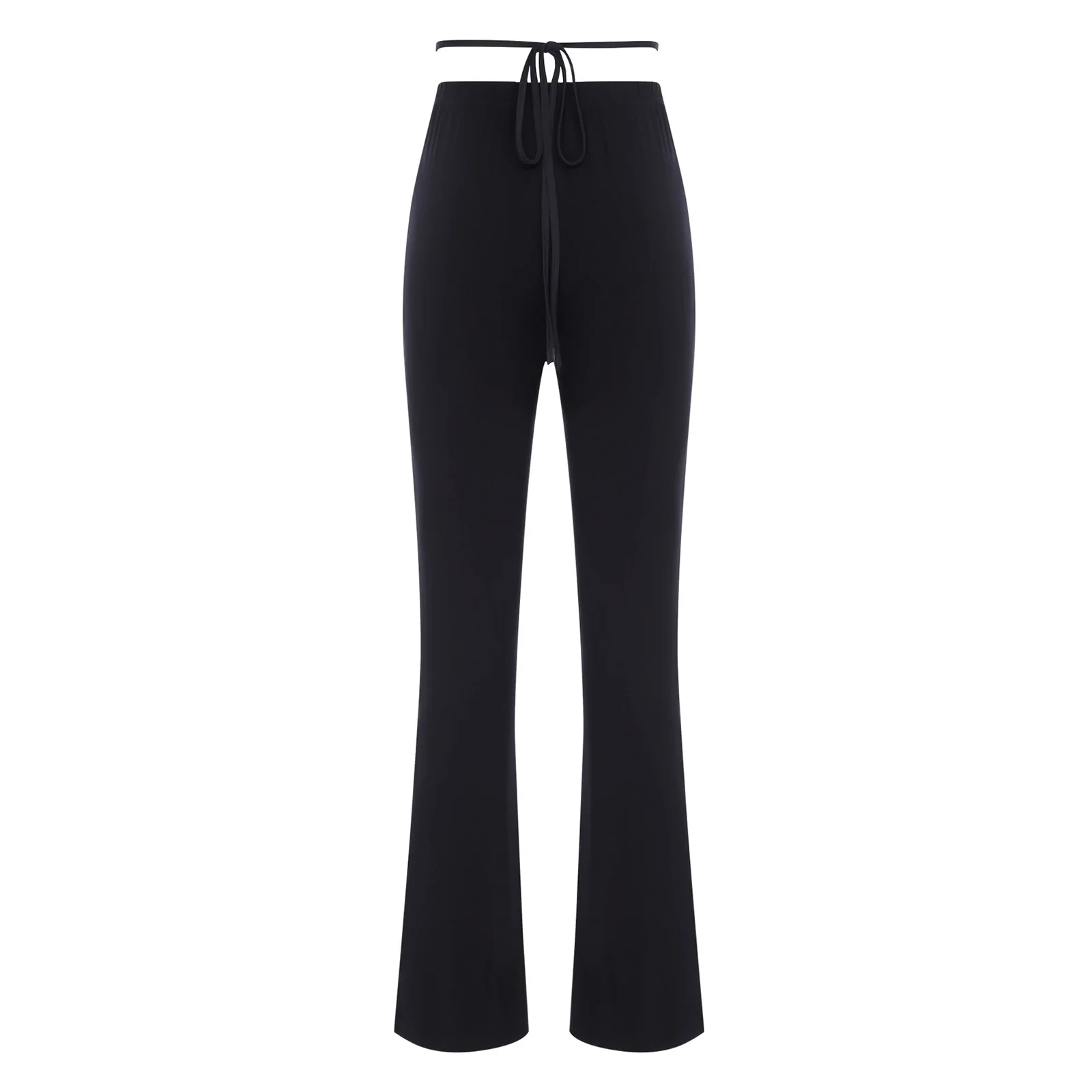 สตรี Belly Dance กางเกงเอวยางยืด Criss-Cross สายรัด High Side Slit Flared Dance กางเกงสําหรับโยคะเต้นรําการฝึกอบรม