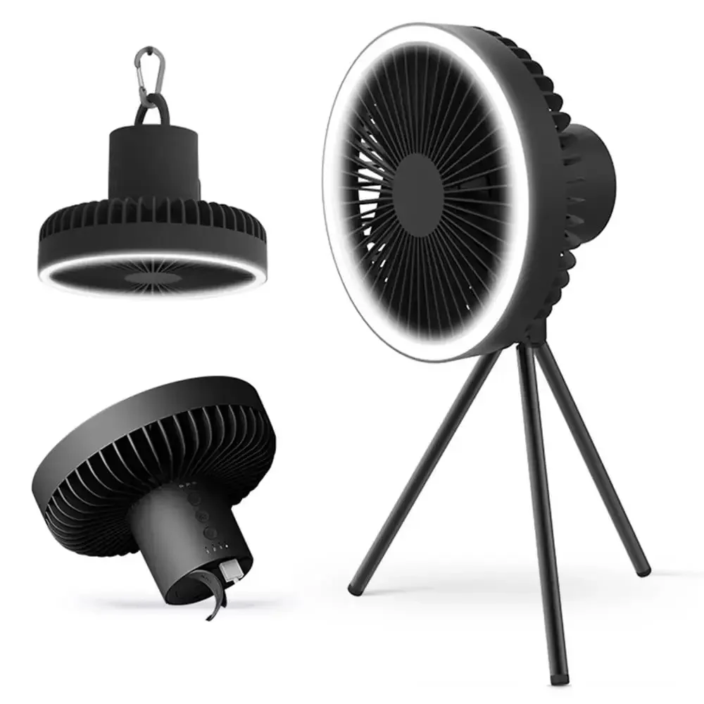 

Outdoor Fan LED Lighting Tripod Camping Fan Rechargeable Desktop Portable Circulator Wireless Ceiling Electric Fan 10000mAh