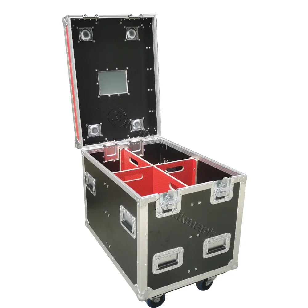 

KKUT572 X 762 X 762 Stackable High Quality Small Storage Transportation Cable Utility Road Flight Case With Red Dividers