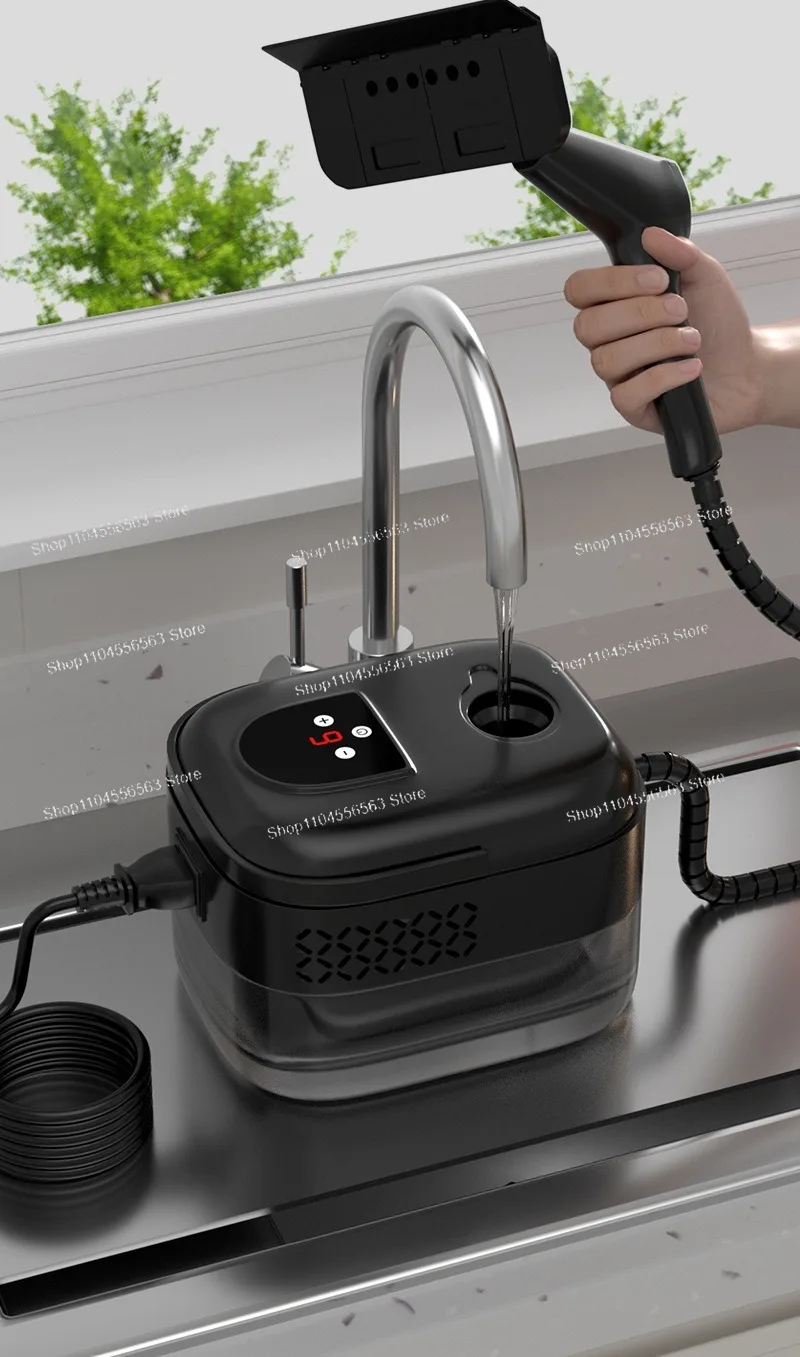 

Портативный пароочиститель с насадками-щетками — высокотемпературный многоповерхностный очиститель объемом 1,4 л, 1500 Вт, 3 бара