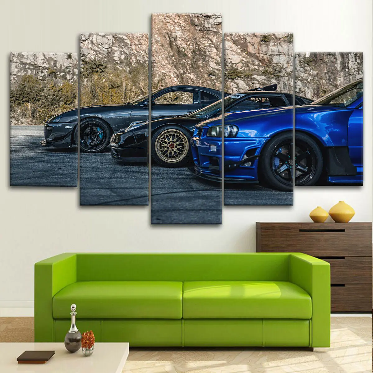 5 Pieces Wall Art Canvas Decor JDM Skyline Supra Sports Car Poster Painting Living Room Wallpaper Bedroom Home Decoration