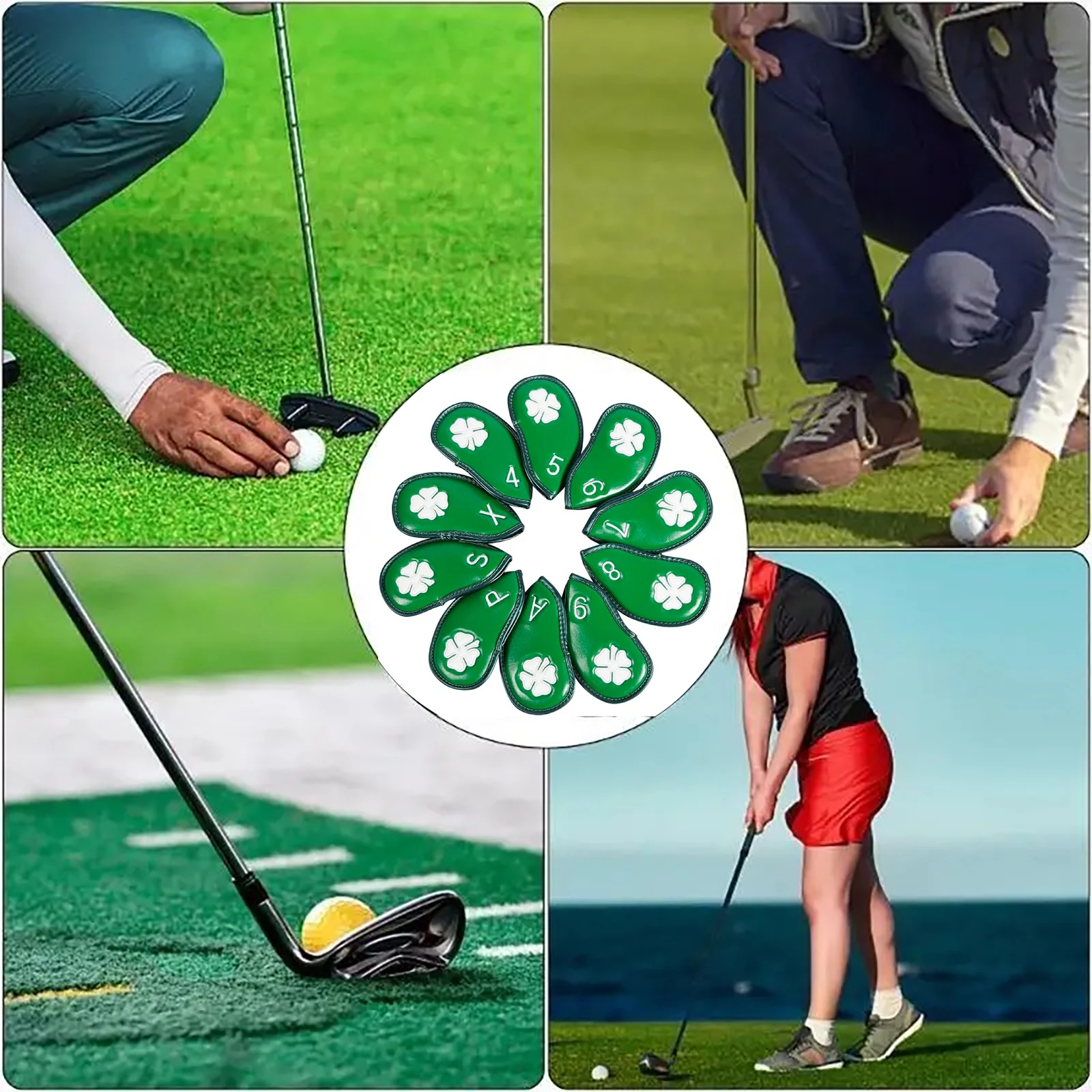 New Golf Iron Head Covers Portable Standard Club Number Protector Wedge Irons Headcovers Set Green for Golfers Men Travel Gift