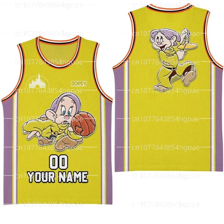 New Disney Dopey Basketball Jersey  Printed Mesh Sports Vest Disney Free Custom of Name Numbers for Men and Women's Jersey