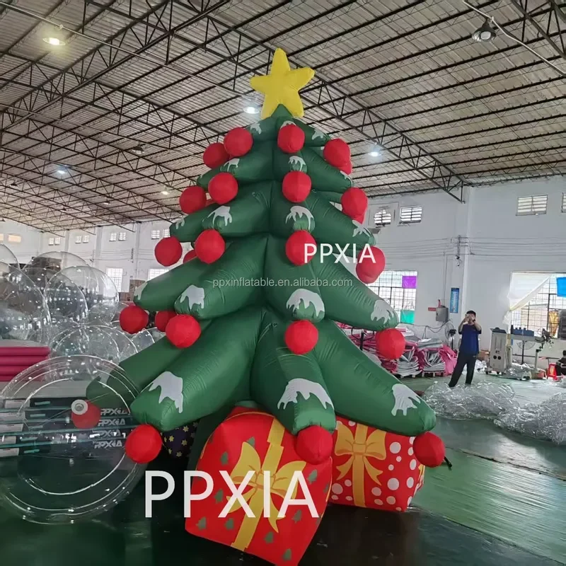 for Big Outdoor Square Shopping Mall Hotel Decoration Luxury Inflatable Pop up Christmas Tree Ornaments with LED Lights for