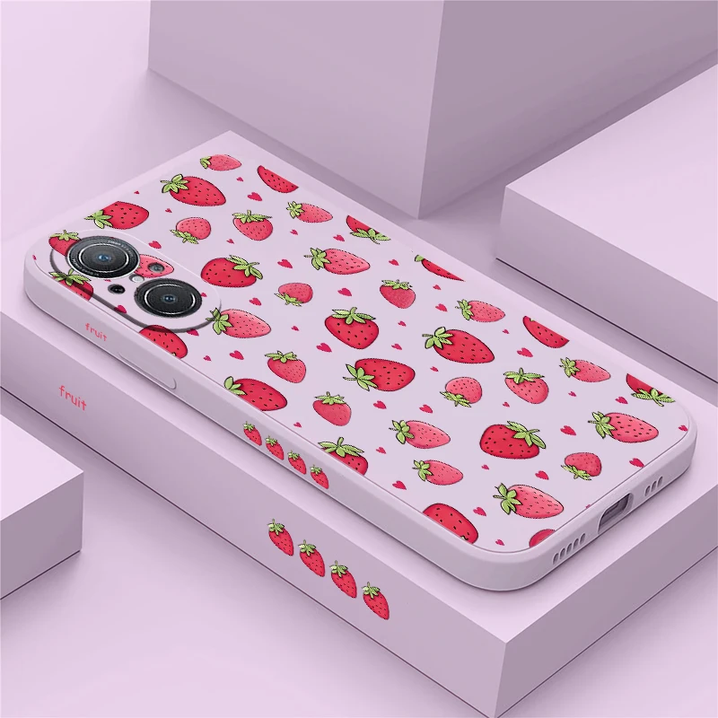 Coque de téléphone en TPU souple, étui en Silicone mat résistant aux chocs, motif fraise, pour Honor X9B X9A X5C Plus X8B X8D X9C X60 Pro X5D X6B X6D X7B