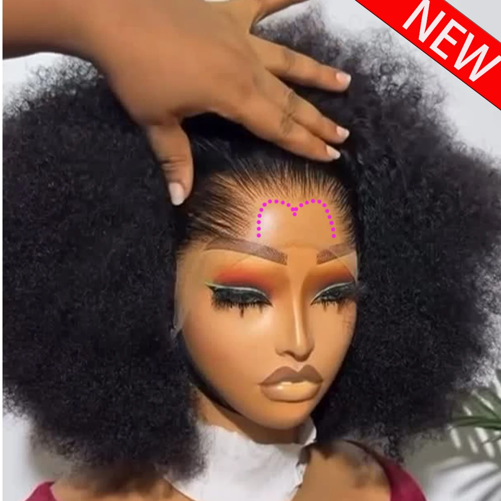 Парик из натуральных волос Afro Kinky Curly HD Lace Front, плотность 400, с предварительно проработанной линией роста волос, HD Lace Front, 16-36 дюймов, для чернокожих женщин.