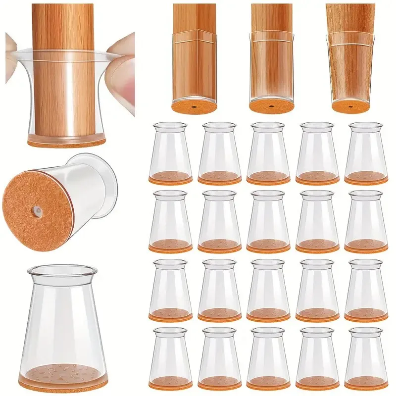 8Pcs Chair Leg Floor Protectors Silicone Covers Felt Pads Anti-Scratch Noise Reduction for Hardwood Furniture Leg Caps