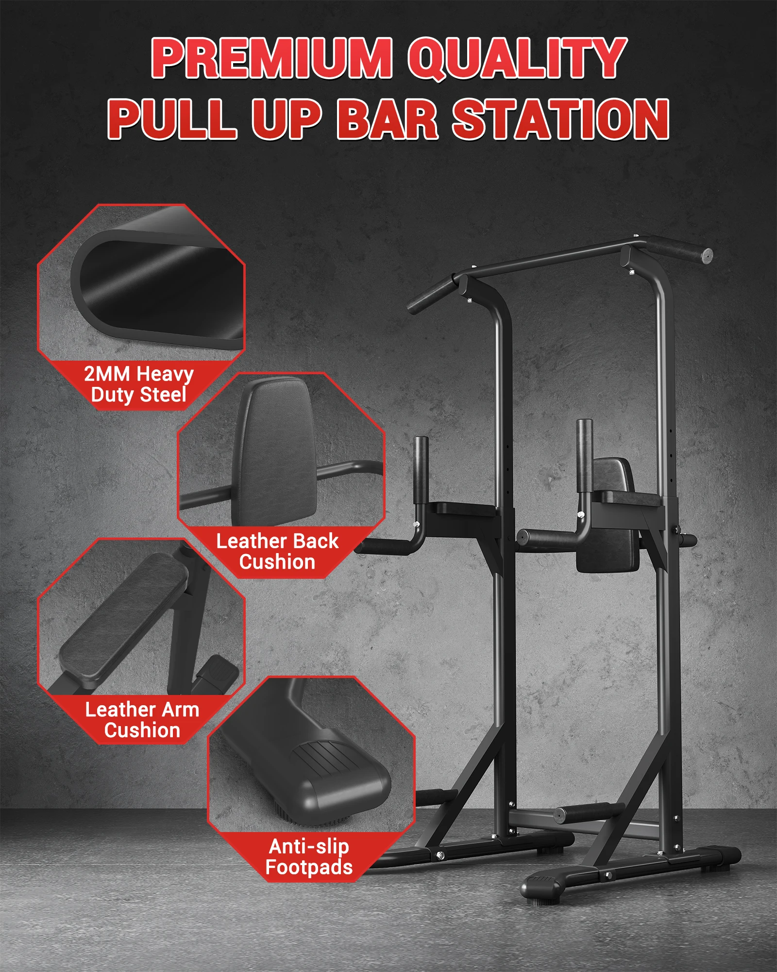 頑丈な構造のパワータワー・プルアップバー&ディップステーショ - Pull Up Bar のレビューと価格