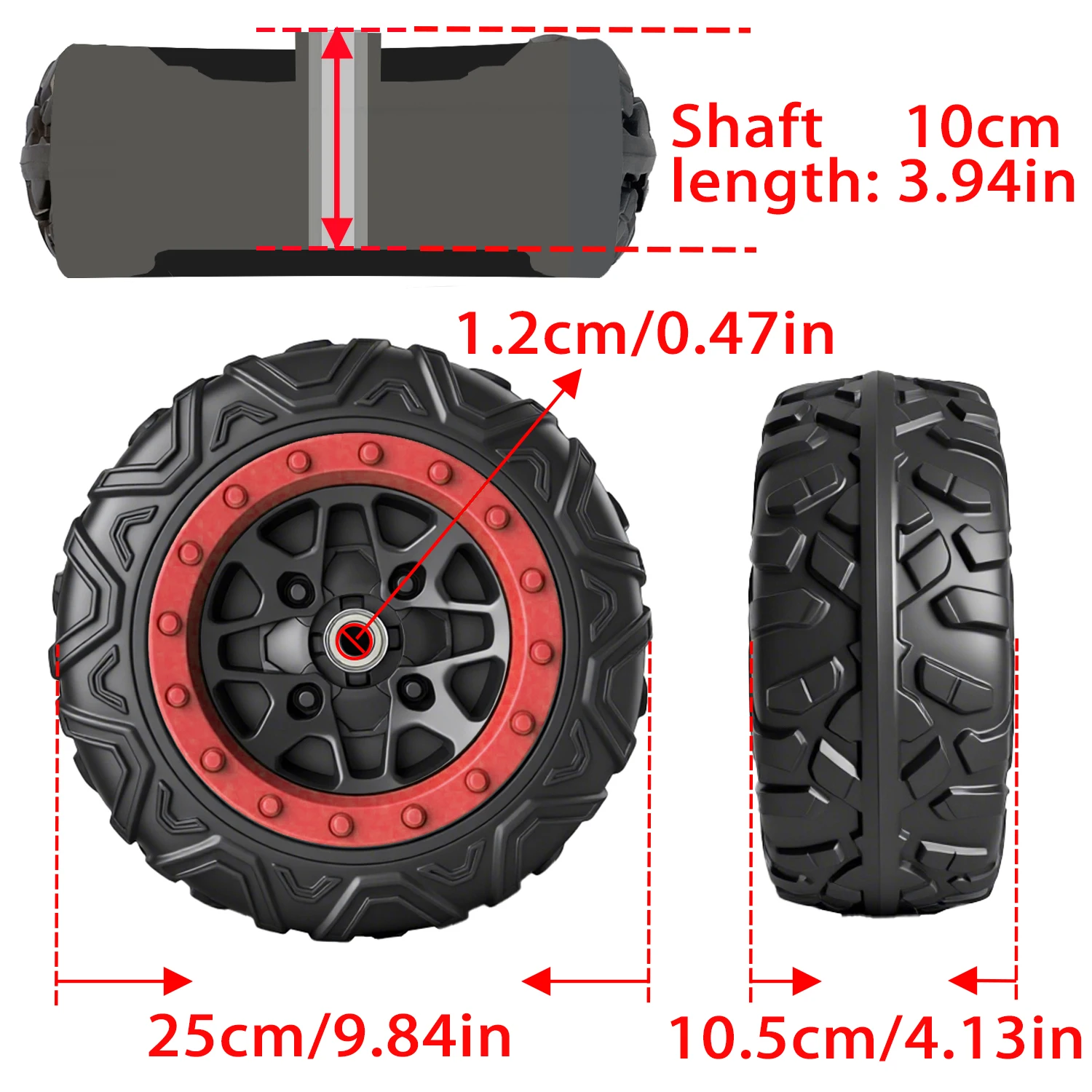 21CM/8.5in 25CM/10in 30CM/12in Children's Electric Ride on Car EVA Off-Road Rubber Soft Tire Upgrade Parts,Coupler,Bearing,Wheel