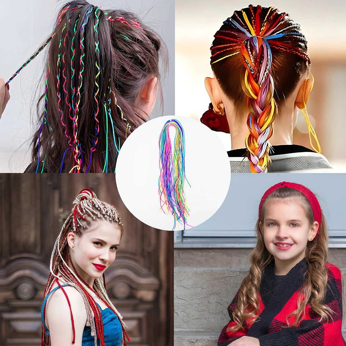 Hair Bands Braiding Hair Accessories Rainbow Braiding Colourful Hair Strands Girls Children Fashion Wrap ropes Braided hair