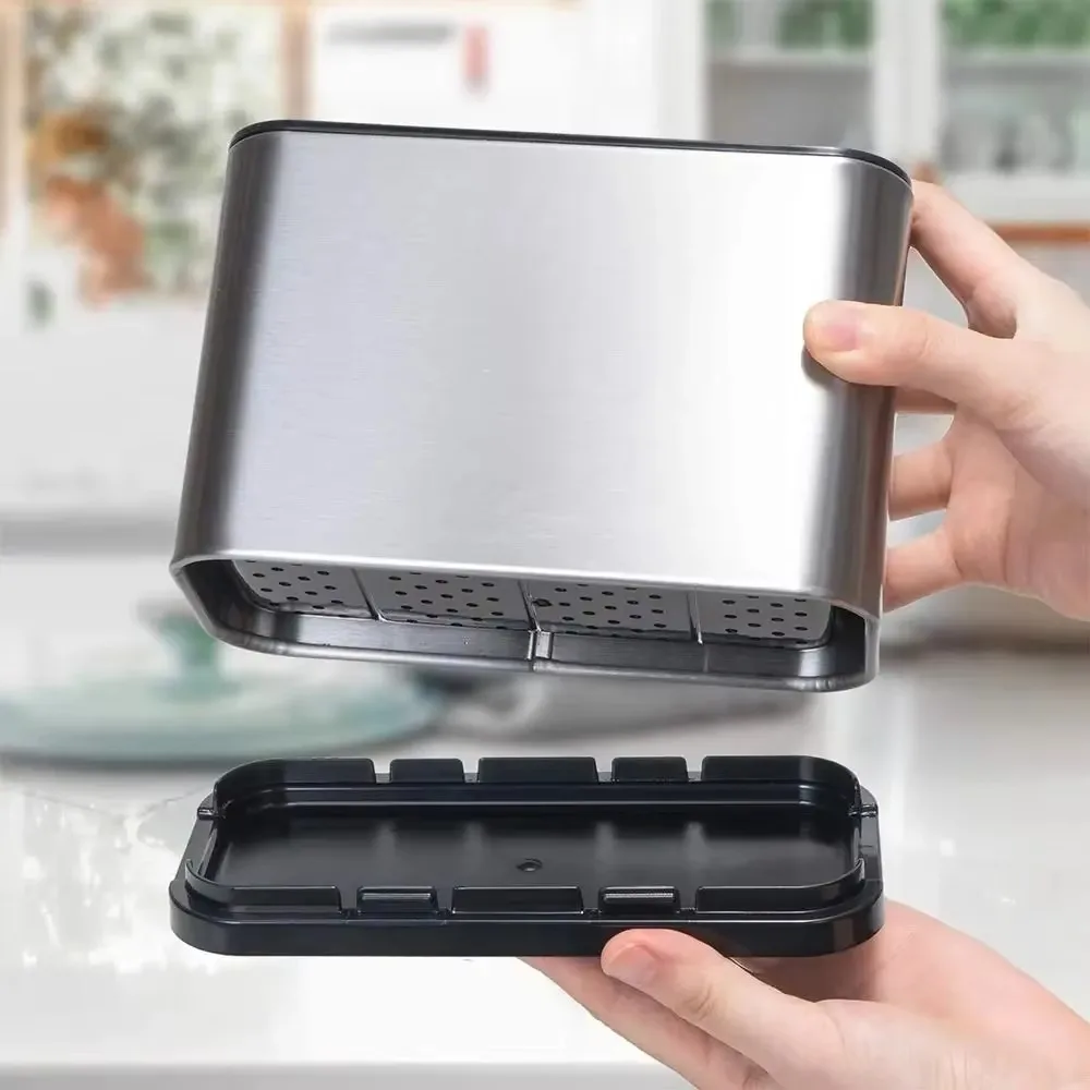 

Stainless Steel Kitchen Cutlery Organizer Drainable Compartment Chopstick Shelf Box Large Capacity Rust Proof Spoon Storage Rack