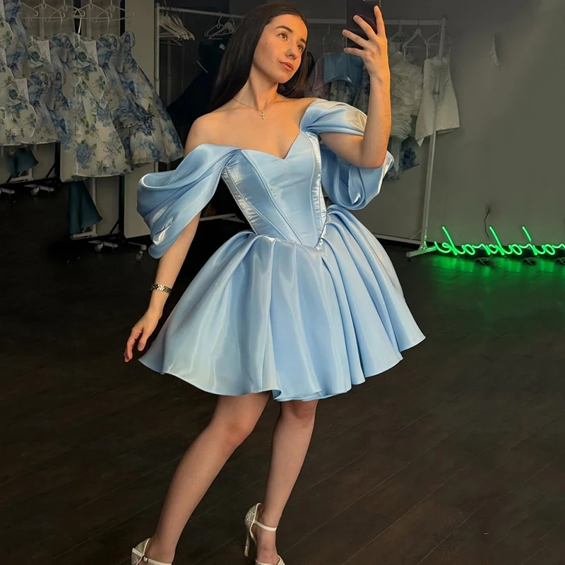 

Thinyfull 2026 Short Prom Evening Dresses Sweetheart Backless A-Line Satin Party Dress Women Cocktail Ball Prom Gown Customized