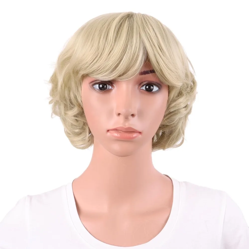 

MapofBeauty 11,8-дюймовый/30-сантиметровый модный парик для женщин с короткими кудрявыми прядями и боковой челкой (коричневый)