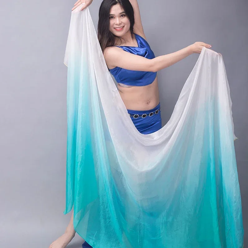 Bellydance Customized Natural Silk Belly Dance Accessories Stage Performance Hand Dyed Gradient Color 100% Real Silk Veil Fabric