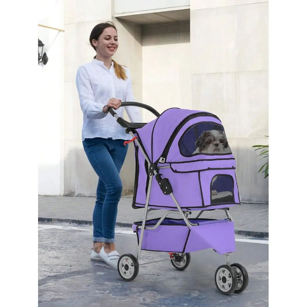 

Коляска для животных, 3-колесная коляска-трансформер для кошек и собак, складная, водонепроницаемая, с подстаканником и съемным вкладышем