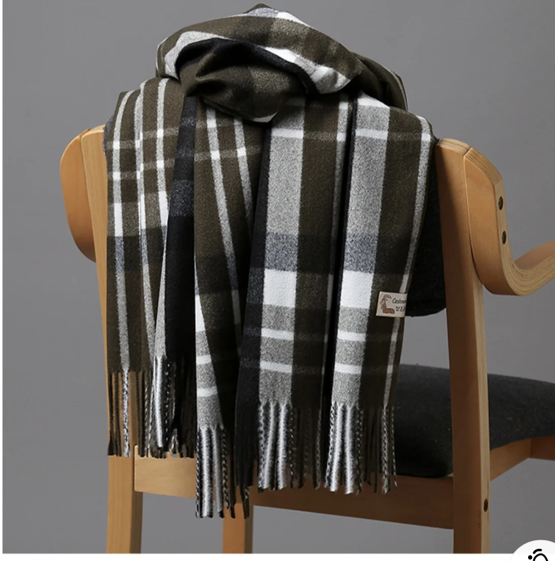 Female Warm Blanket Foulard Shawls Winter Cashmere Plaid Scarf Luxury Brand Fringe Large Bandana Autumn Men\'s Thick Wrap Scarves