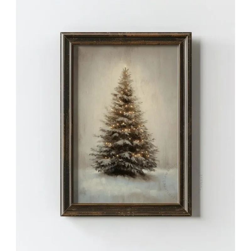 Vintage Christmas Wall Art, Farmhouse Christmas Decor Wall Art, Winter Holiday Paintings, Christmas Prints Poster