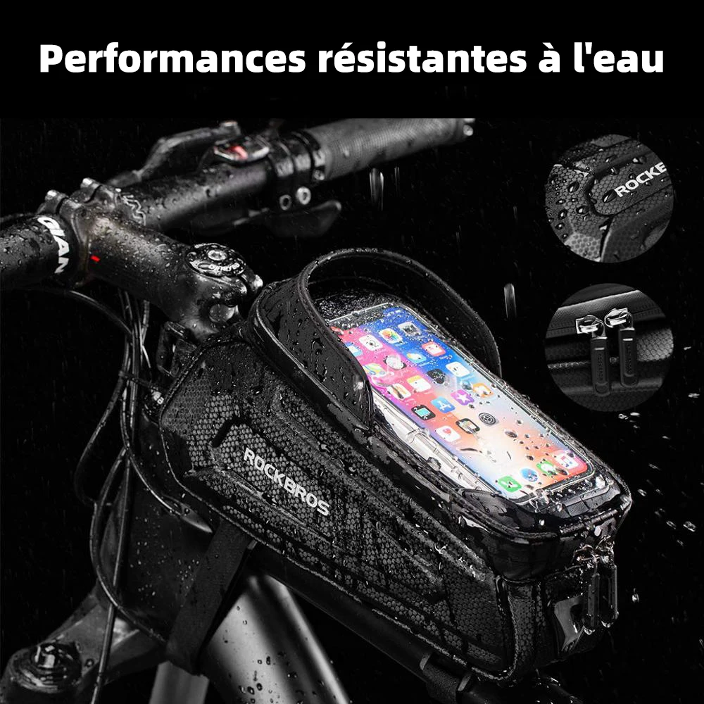 ROCKBROS Bicycle Bag Waterproof Touch Screen Cycling Bag Top Front Tube Frame MTB Road Bike Bag 6.5 Phone Case Bike Accessories