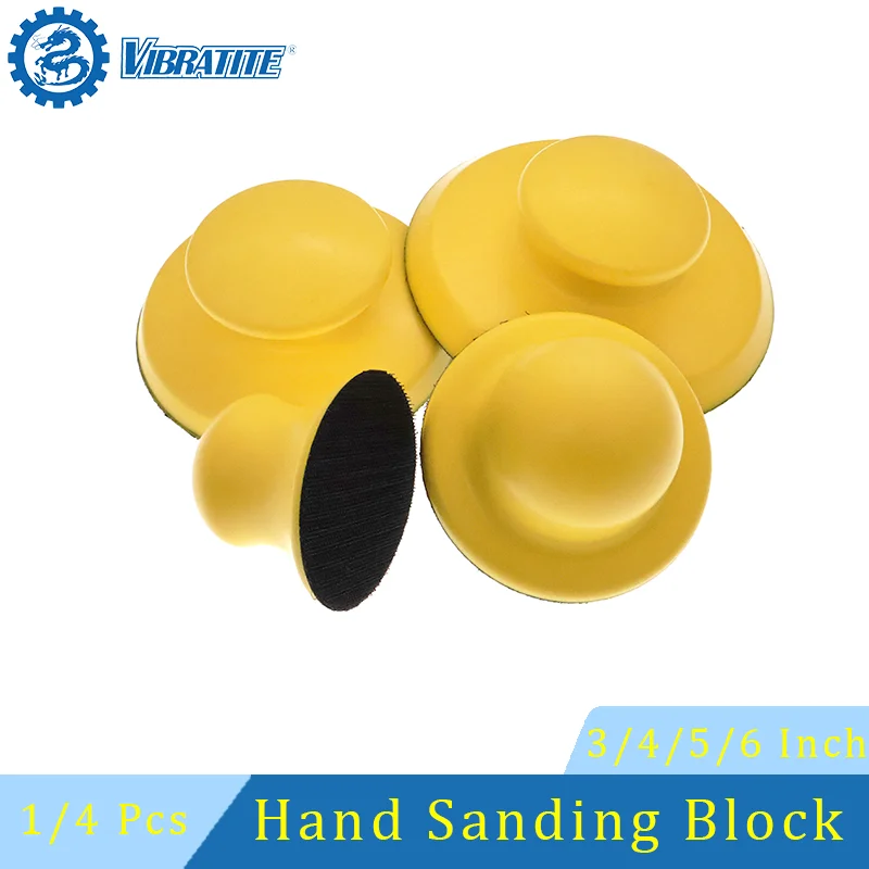 3-6 Inch Hand Sanding Block Hook and Loop 1/4 Pcs Round Sanding Holder Hand Sanding Pad for Polishing Woodworking Furniture