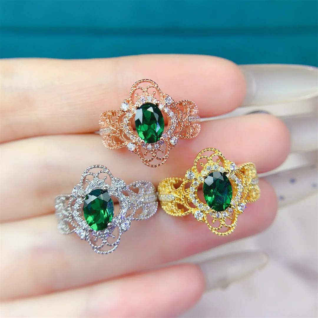 

Graceful Handcrafted Diopside Ring Lustrous S925 Sterling Silver Chic Fashion Gift Luxury Jewelry Unique Artistry