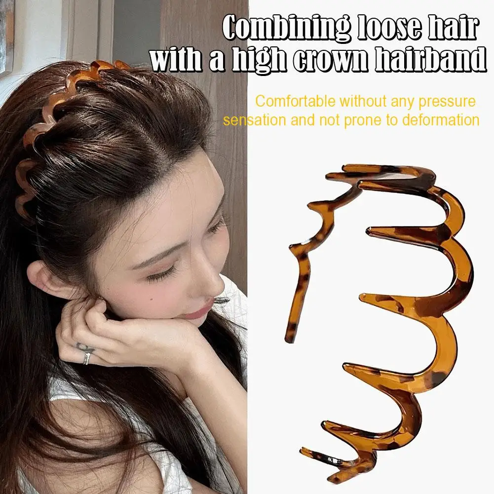 

Wave Hair Hoop Toothed Headband Anti-slip Face Wash Texture Non-stuck Hair Fluffy Face Simple Top Cranial Washing Hairband M1N6