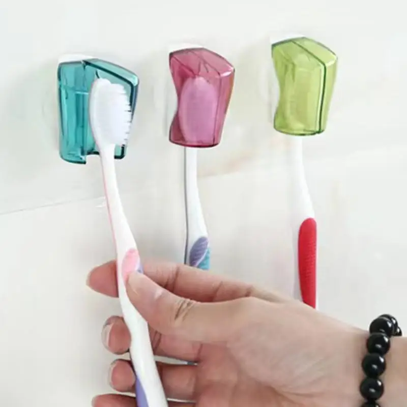 Toothbrush Holders Wall Mounted 6X Toothbrush Holder With Cover Waterproof Tooth Brush Protector Case Home Or Apartment Bathroom